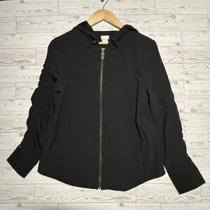 Chico's ZENERGY Ruched Sleeve Lightweight Full Zip Black Jacket Women's Size 1/M